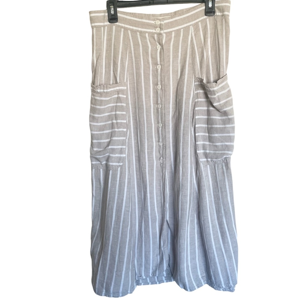 Happy X Nature Linen Blend Serene Midi Button Front Skirt - Picture 3 of 8